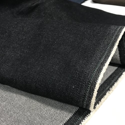 黑色牛仔布料加厚纯棉丹宁日本进口高档意大利服装裤子面料设计