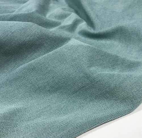湖绿色牛仔裤布料中厚四面弹水洗软丹宁日本进口高端品质定制面料