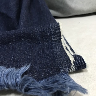 日本牛仔布料微厚微弹力深蓝色水洗意大利高品质品牌进口高档大牌