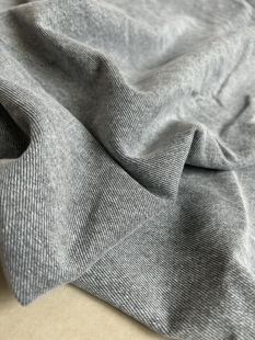 高定Loro 无弹银灰色牛仔布料意大利 Piana品牌无弹软柔质感