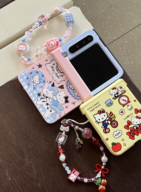 全包磨砂硬壳kt猫适用oppofind3flip/华为novaflip/vivoxflip/三星zflip7折叠手机壳