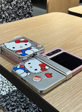 全包电镀猫咪带转转适用华为novaflips/oppofindn3flip/小米mixflip2折叠手机壳