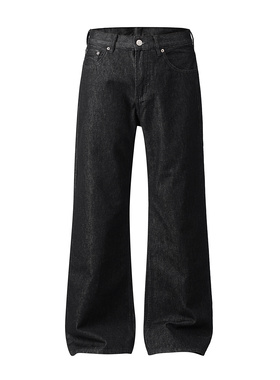 UNZEOT美式高街vibe风阔腿宽松直筒原色质感牛仔裤长裤子