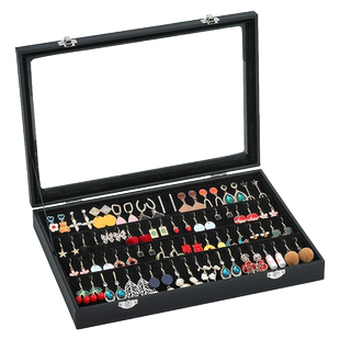 防氧化耳环收纳盒高级绒布首饰盒大容量耳钉盒饰品盒防尘珠宝盒子