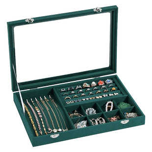 绒布多功能首饰盒三用珠宝盒项链戒指收纳盒耳钉耳环饰品盒展示盒