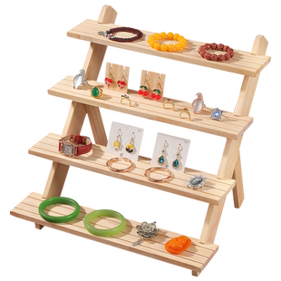 实木阶梯首饰展示架创意饰品展示台珠宝摆件陈列架直播摆摊收纳架