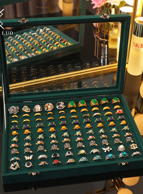 带盖绒布百位戒指盒收纳盒大容量首饰盒对戒盒子饰品盒摆摊展示盒