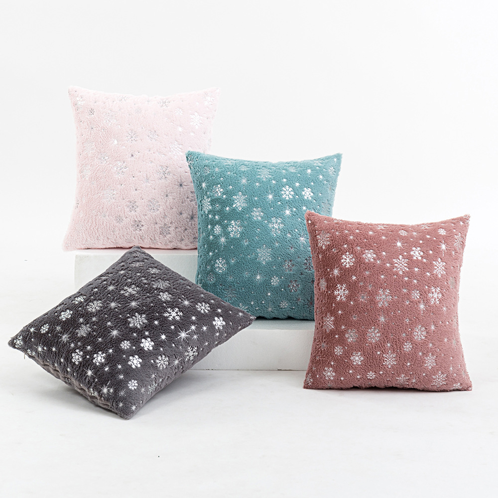 Plush hot silver snowflake pillowcase cushion雪花抱枕套
