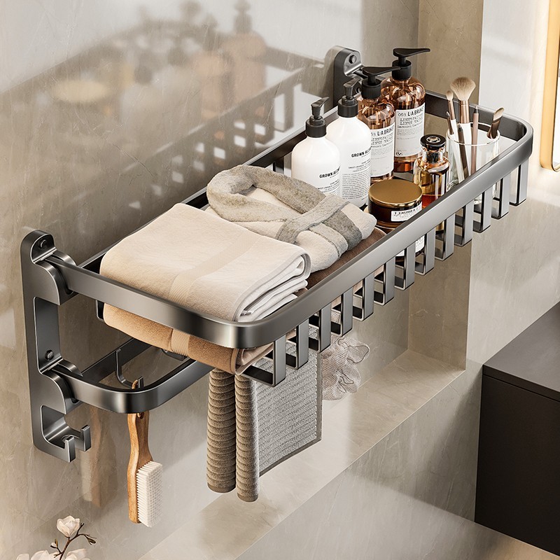 2024Towel rack, bathroom non perforated storage rack毛巾架