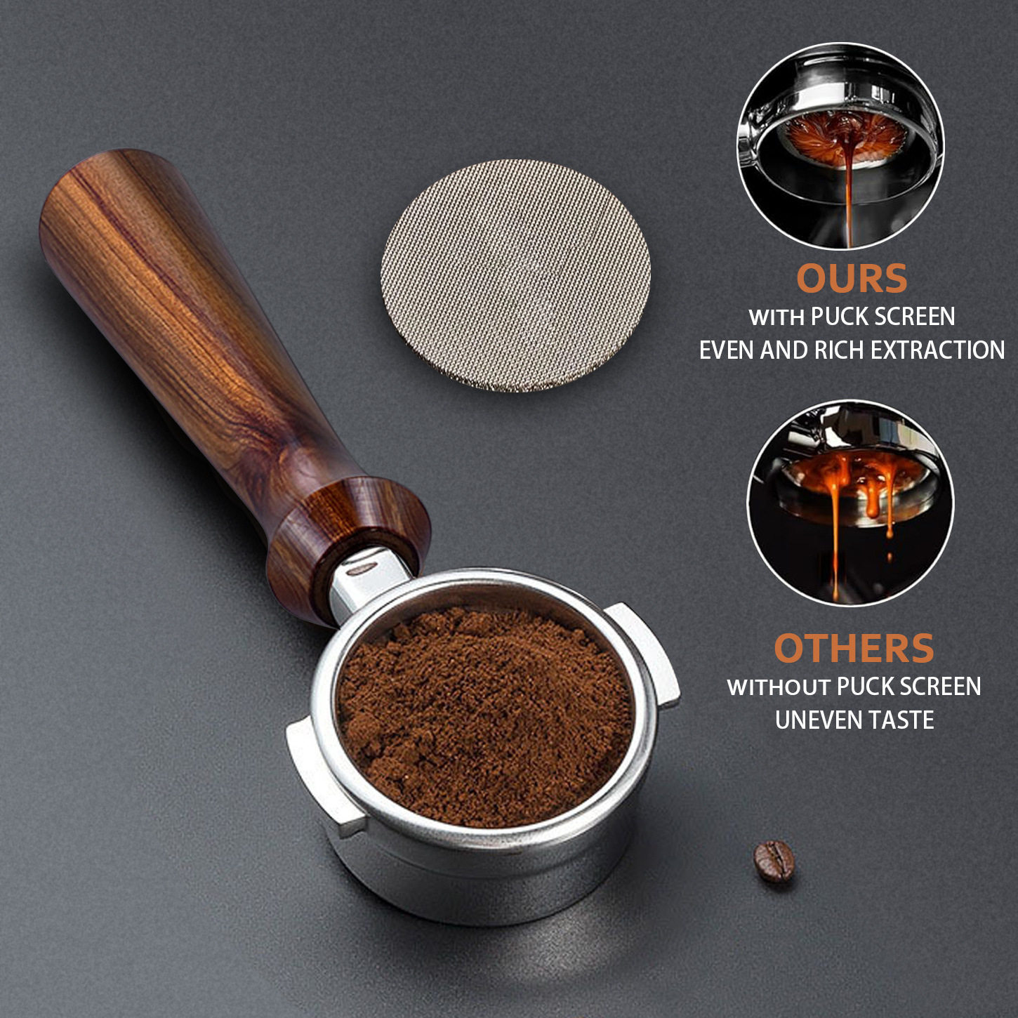 Coffee handle bottomless stainless steel Italian coffee mach