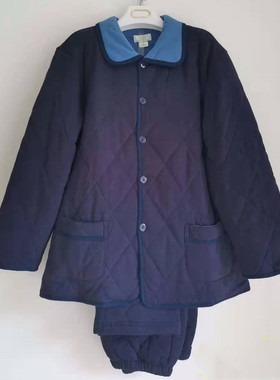 棉花堡冬季针织夹棉男士睡衣套装全棉两件套宽松保暖家居服40799