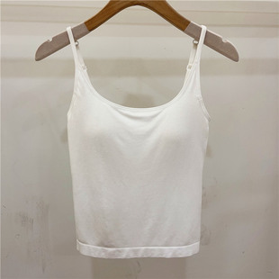 古妃34060一体杯带胸垫背心莫代尔大U背弹力外穿内搭纯色女士吊带