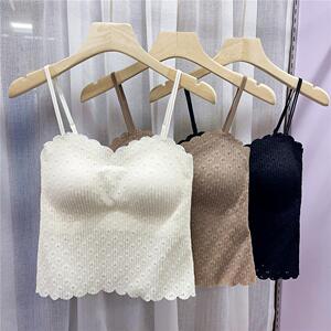 1003蕾丝美背无痕吊带防走光固定杯长款抹胸女性感文胸双肩带内衣