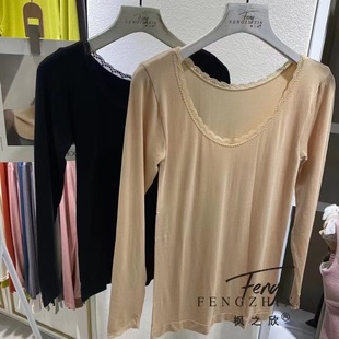 美体面膜衣发热恒温保暖上衣 圆领超弹修身 古妃3722秋冬薄款 打底衫