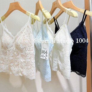 妃子纪性感纯欲法式蕾丝美背吊带背心女带胸垫内搭可外穿修身上衣