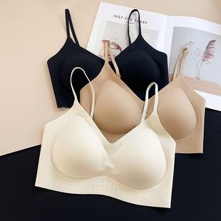 新品 吊带 粉底液隐形美背内衣抹胸女V领聚拢文胸女固定杯无痕短款