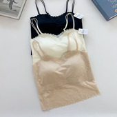 古妃新款 蕾丝吊带固定杯聚拢裹胸抹胸细肩带聚拢文胸 美背内衣法式