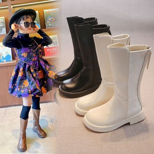 女童靴子儿童长筒靴2025秋季新款小女孩时尚英伦风高筒靴洋气单靴