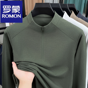 长袖 男士 T恤立领半拉链休闲免烫户外速干上衣服 春季 罗蒙2026新款