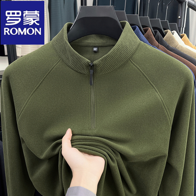 罗蒙男士打底衫秋冬德绒长袖T恤