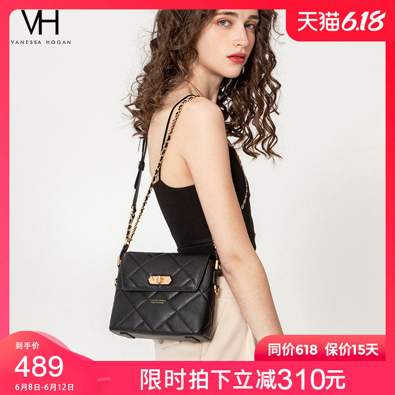 VH包包女包2020新款个性设计链条牛皮单肩包小方包潮流洋气斜挎包