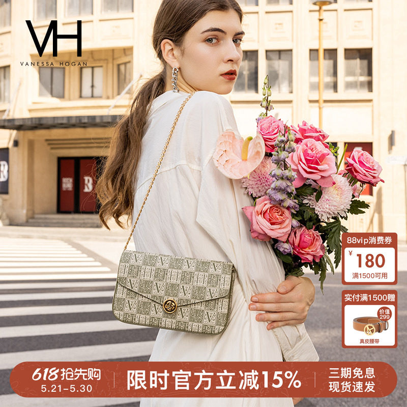 VH女包山茶花信封包高级感包包春夏百搭老花链条小包包单肩斜挎包