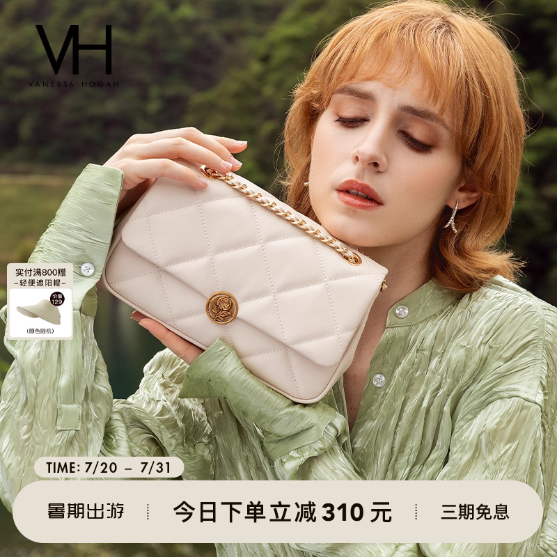 VH女包时尚玫瑰菱格包链条单肩包