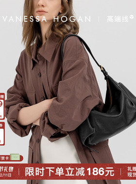 【万鹏同款】VH女包行漫hobo包中号轻奢头层植鞣牛皮大容量单肩包