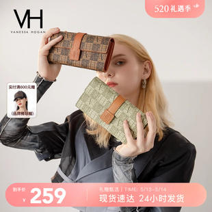 钱包气质复古老花卡包长款 VH女包个性 皮夹日常多功能实用手拿包包