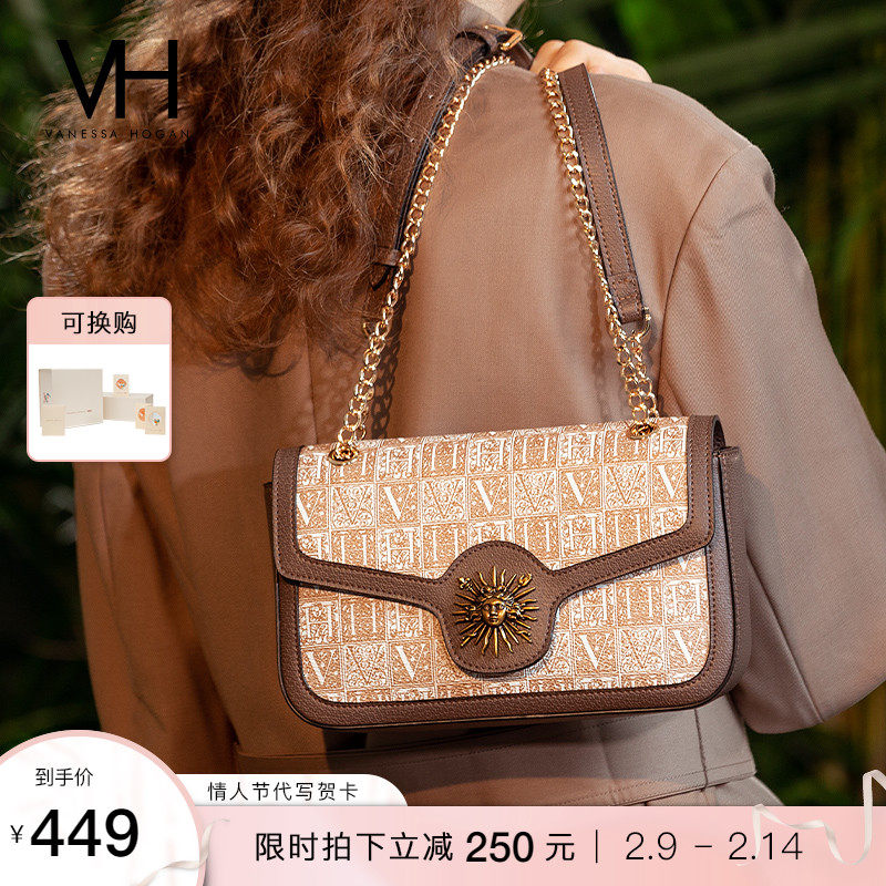VH包包女包2021新款秋冬复古斜跨单肩包太阳神潮流时尚设计斜挎包