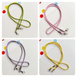 5.5毫米粗皮质编织银色双扣绳包挎带肩带双边带手机斜挎绳粉色紫