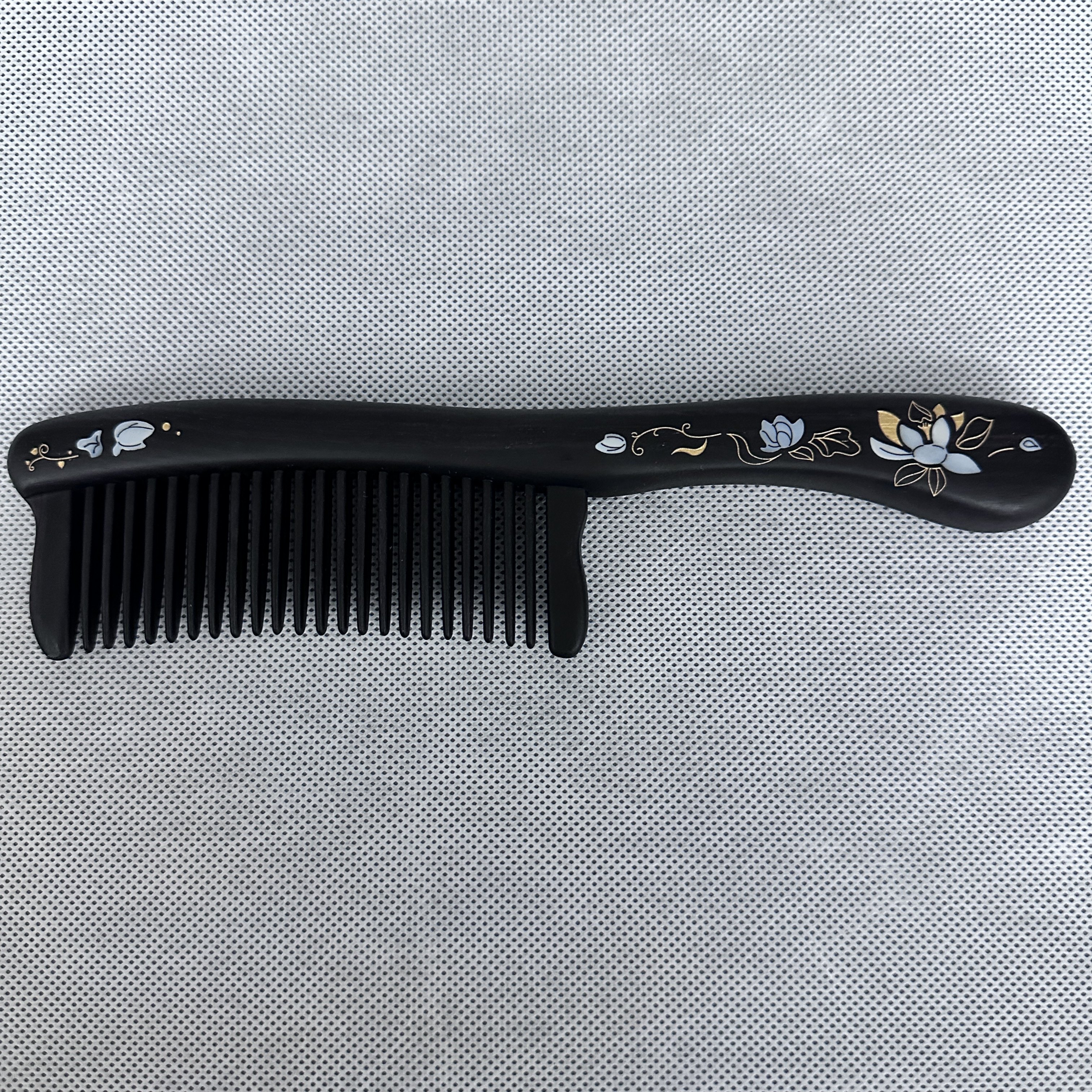 谭木匠正品礼盒镶齿梳莲语天然黑檀木梳子新品卷发镶贝送好友礼物