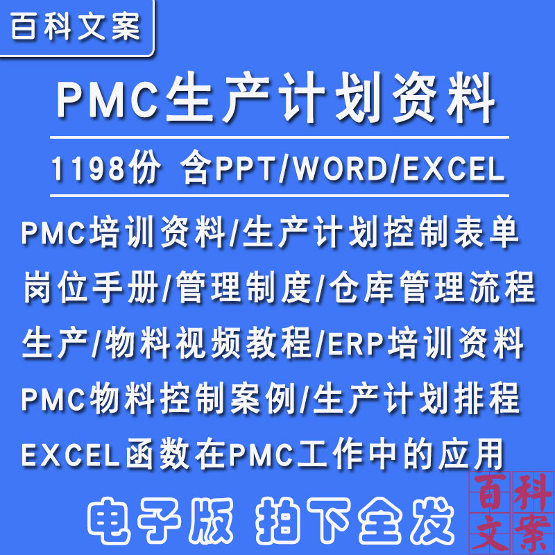 PMC生产计划与物料控制视频课程PPT生产管理培训仓库物料表格模板