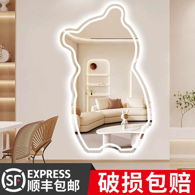小熊异形穿衣镜led灯智能镜家用服装店壁挂式全身镜子网红试衣镜