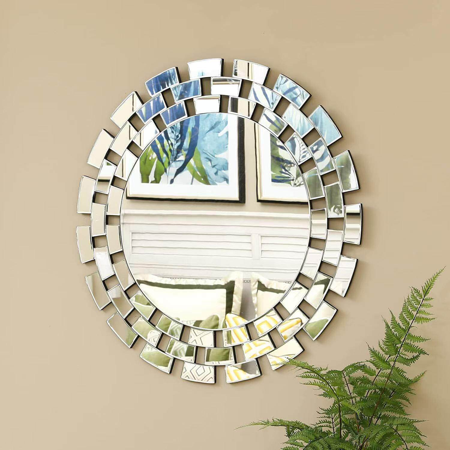 客厅玄关背景墙装饰圆形异型壁挂化妆桌梳妆台卫生间洗漱台镜子