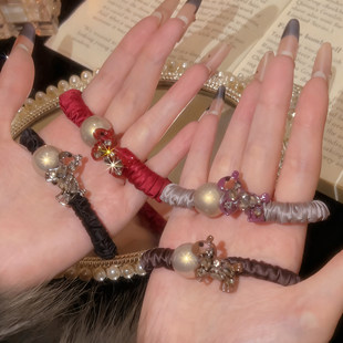 马年生肖牛奶丝珠珠头绳2026新款高端皮筋扎头女马尾发圈不伤发绳