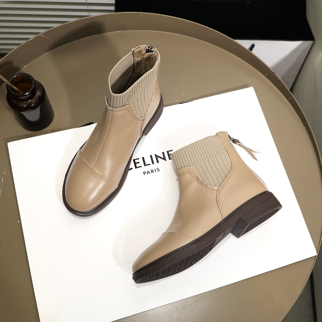 舒适软底奶茶色短靴~百搭又显瘦