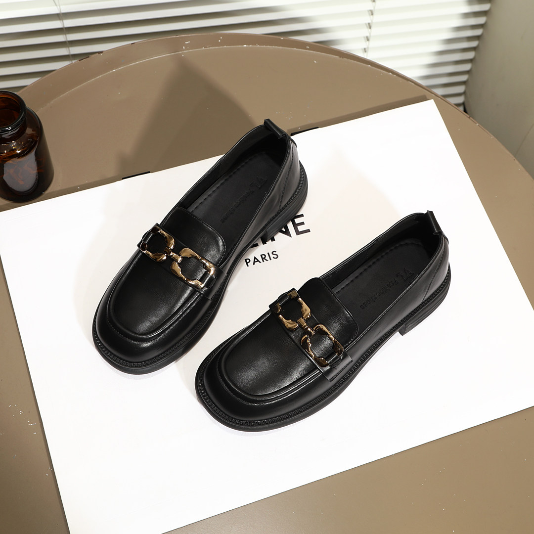 软底显瘦百搭一脚蹬乐福小皮鞋女