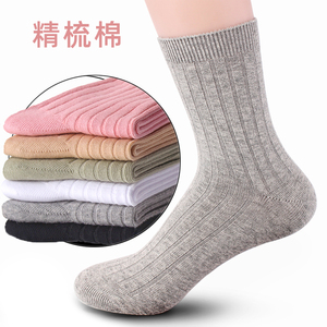 袜子女秋冬纯棉中筒韩国可爱日系黑白色厚款防臭精梳棉女全棉短袜
