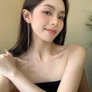 42厘米超长耳线耳环925通体纯银长款简约冷淡风高级感耳环长耳饰