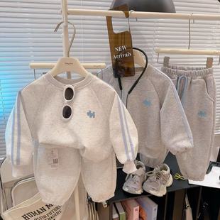 韓版 兒童春款 2025新款 卡通刺繡女寶寶童裝 衛(wèi)衣套裝 寬松休閑兩件套