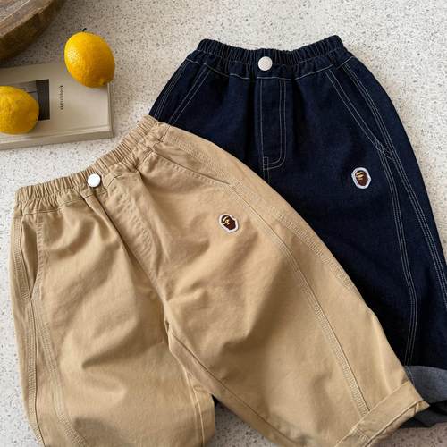 儿童牛仔裤春秋日系宽松长裤子