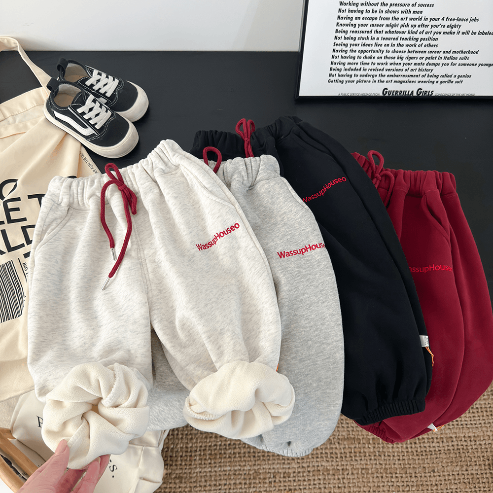 儿童裤子春秋装男女童字母刺绣