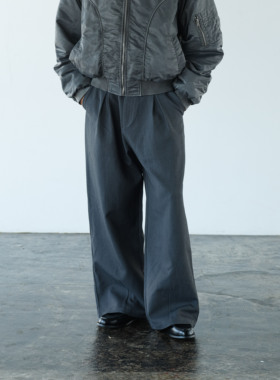 Anniehall24fw casual trousers硬挺3d复合面料灰色西裤立体裁剪