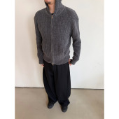 Anniehall26ss 正肩混纺双拉链连帽针织卫衣 hoodie短款 zip front