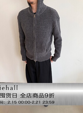 Anniehall26ss zip-front hoodie短款正肩混纺双拉链连帽针织卫衣