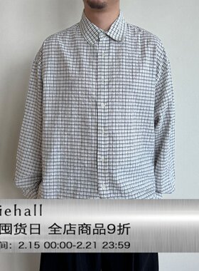 Anniehall25fw 泡泡棉混纺质感boxy裁剪廓形格子长袖衬衫
