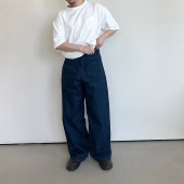 Anniehall24ss denim一次水洗赤耳原色镰刀裤 one washed