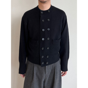 sweater羊毛复古双排扣裁剪毛衣 breasted Anniehall25fw double