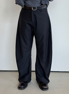 Anniehall25ss casual pants立体裁剪易打理抗皱垂感黑色弯刀西裤